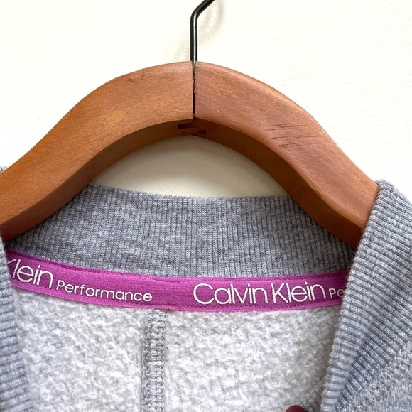 Calvin Klein Performance Logo Cropped Grey Crewneck Sweatshirt - Picture 7 of 14
